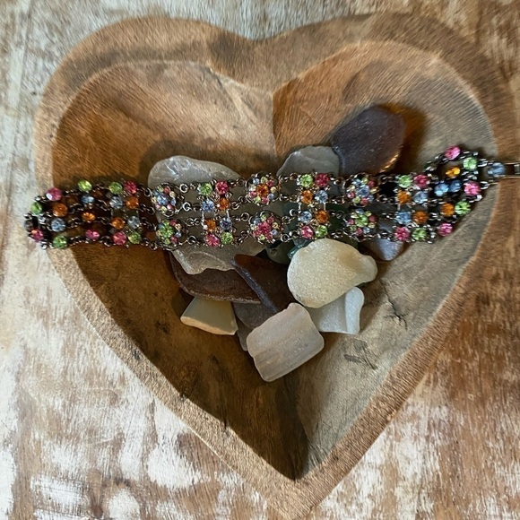 Crystal bracelet with rosettes vintage style silver - Picture 2 of 5